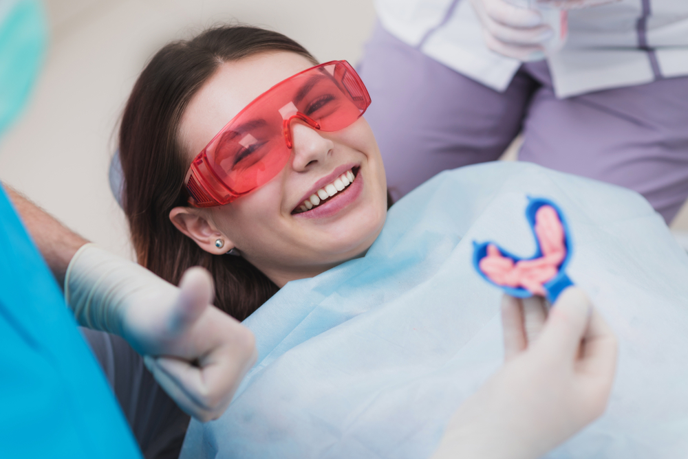 young girl undergoing fluoride treatment